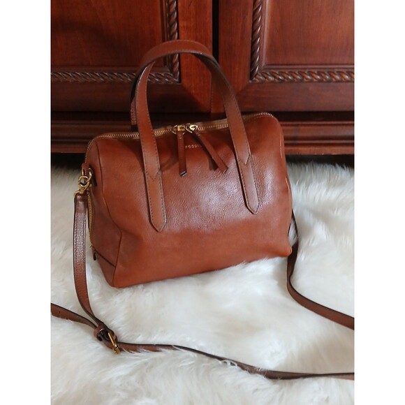 Fossil Sidney Crossbody Cognac Leather Bag - Picture 1 of 12